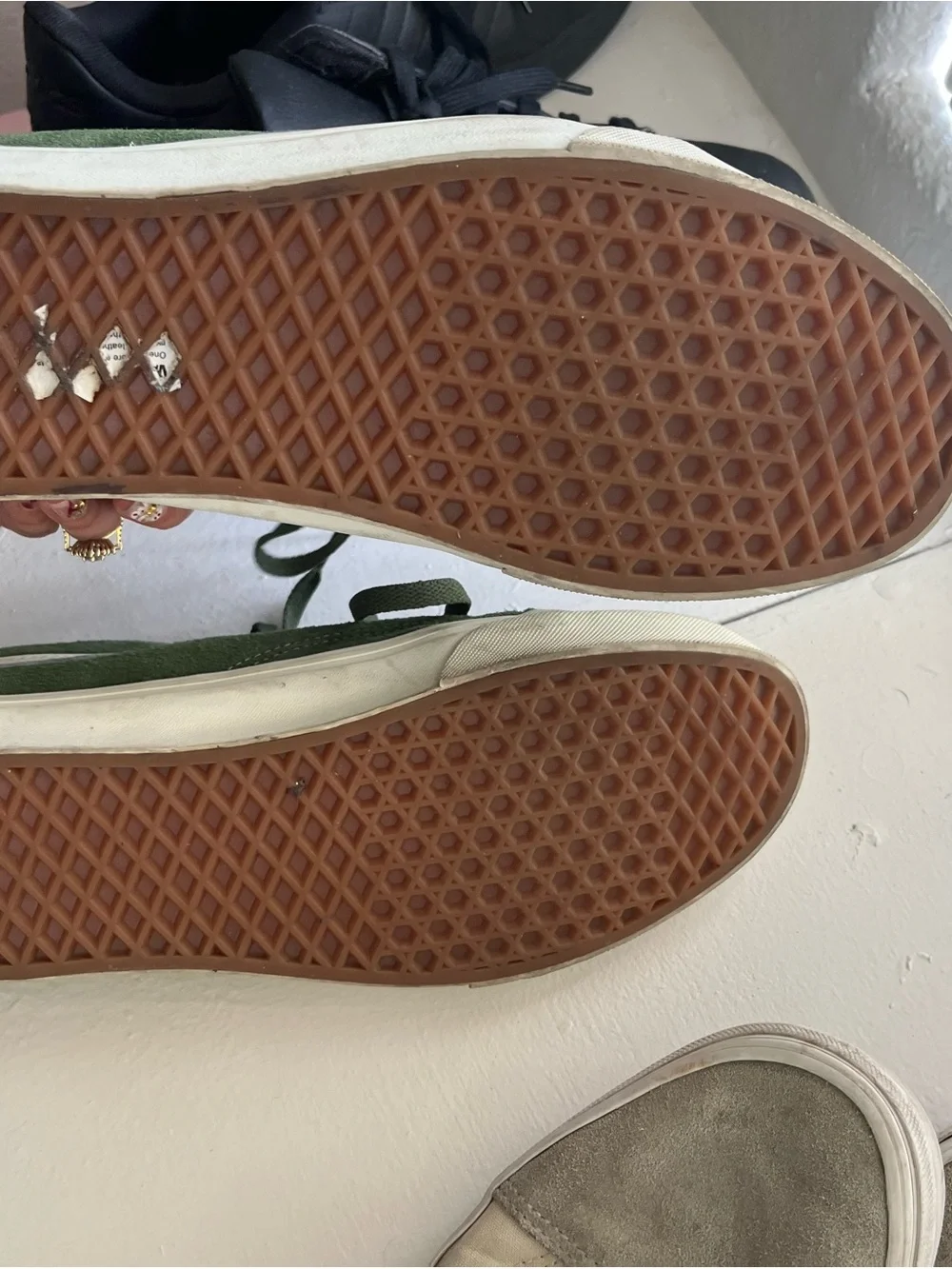Vans Old Skool Green Suede Sneakers with White Stripe